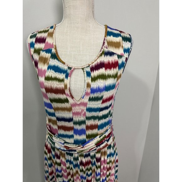 Maeve Anthropologie Sennebec Dress L Keyhole Neck Pockets - Picture 2 of 5